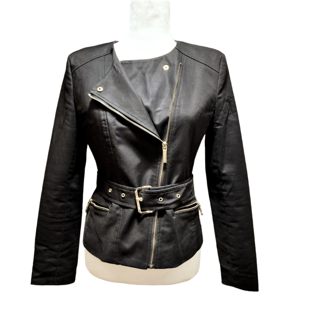 Michael Michael Kors Black Jacket with gold snap buttons, gold zi…